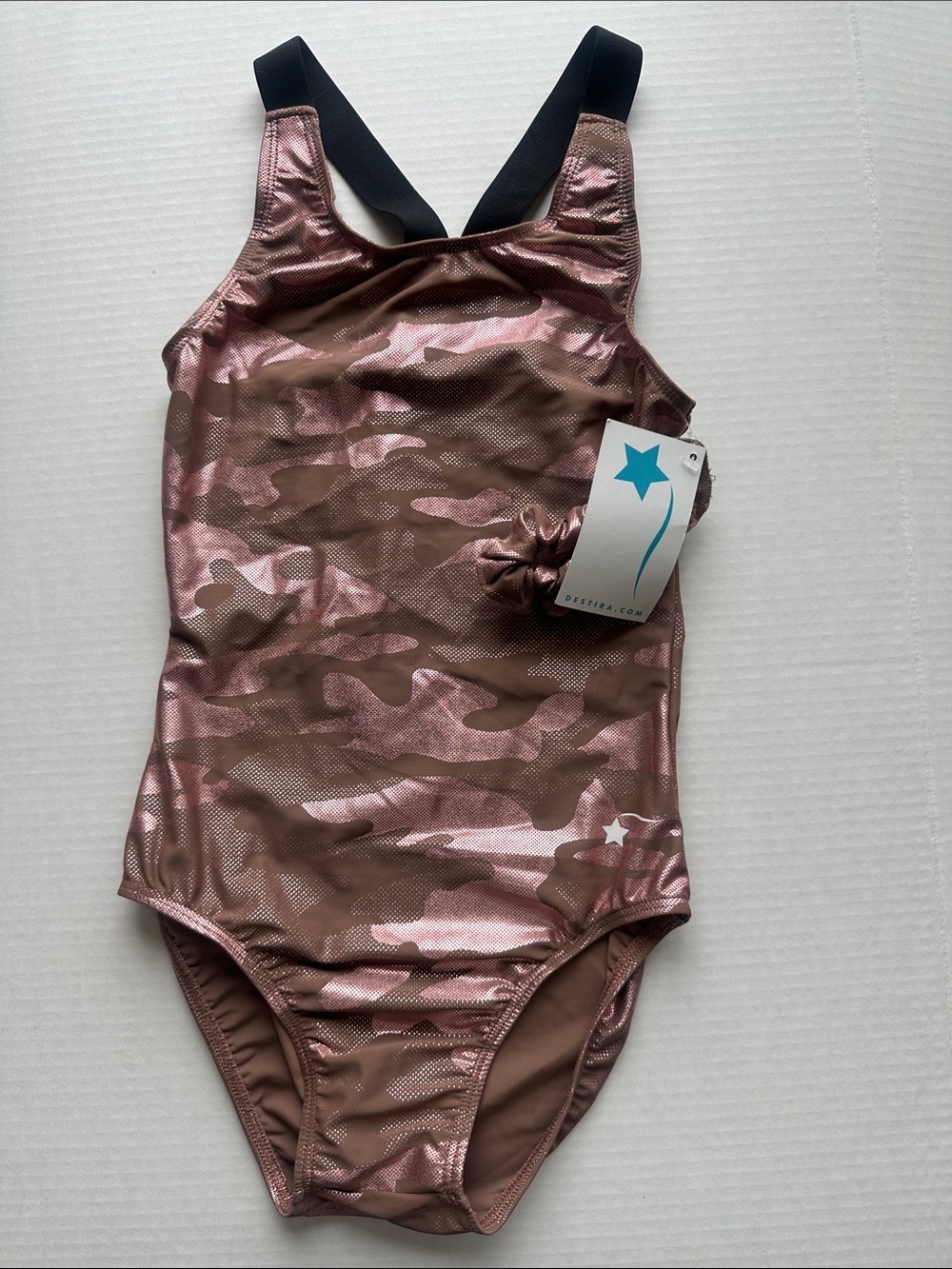 Destira Rose Gold Y Back Camo Leotard NEW CXL 12-14
